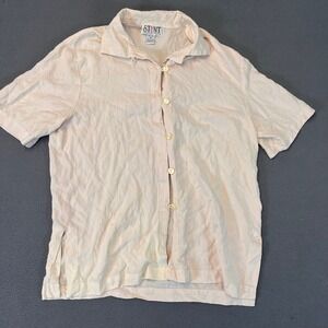 Vintage Stunt Collections Womens Small 100% Silk‎ Shirt Pink Button Up Chest Pkt